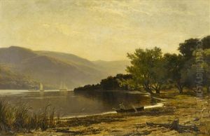 Am Ufer Eines Gebirgssees In Der Schweiz by Charles Edouard du Bois