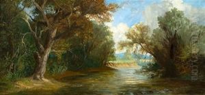 River Landscape by Charles Edouard du Bois
