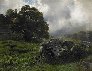 Landschaft In Neuengland Mit Aufziehendem Gewitter