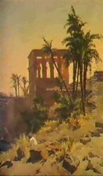 Agyptische Landschaft Mit Kleinem Tempel. - view 1