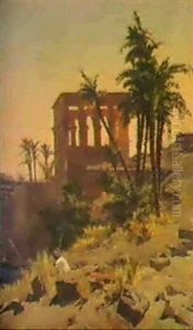 Agyptische Landschaft Mit Kleinem Tempel. Agyptische Landschaft Mit Kleinem Tempel.