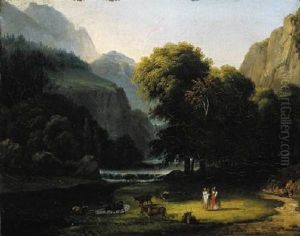 A Wooded River Landscape With Apollo And Mercury (?)