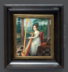 Portrait De Dorette Scheidler Jouant De La Harpe