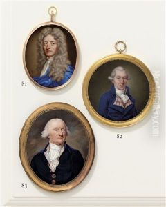 A Gentleman In Blue Silk Cloak And Long Curling Wig
