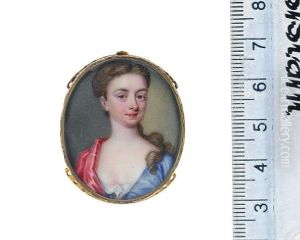 A Lady, Wearing Blue Robe And White Dress, Crimson Mantle, Dark Hair