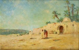 La Sortie De La Mosquee, Sud Algerien by Emile Boivin