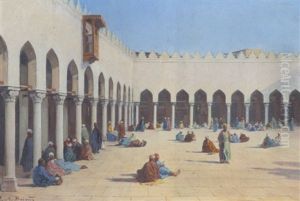 La Cour De La Mosquee, El-azar, Le Caire by Emile Boivin