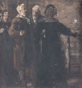 An Interior Scene With Figures Conversing by Christian Ludwig Bokelmann