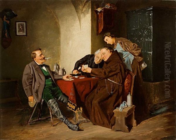 Klosterbruder, Pfarrer Und Forster Beim Kartenspiel - view 1