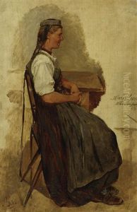Junge Schwalmerin Am Tisch (study) by Karl Boeker
