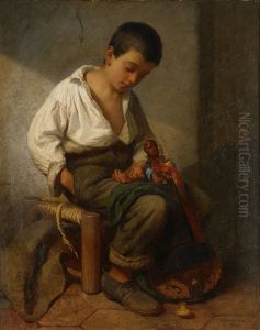 Savoyardgosse Som Lagar Sitt Instrument by Johan Kristofer Boklund