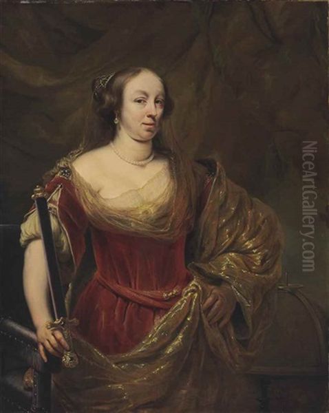 Portrait Of A Lady, Traditionally Identified As Maria Louise Gonzaga (1611-1667), Queen Of Poland, Half-length, In A Red Dress And Gold-embroidered Shawl - view 1