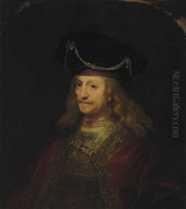 Portrait Of A Gentleman, Half-length, In A Cloak And Bejeweled Hat