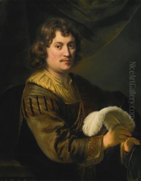 Portrait Of A Man, Holding A White Plume - view 1