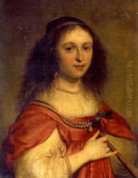 A Portrait Of A Lady Holding A Fan - view 1