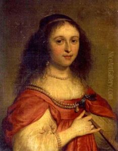 A Portrait Of A Lady Holding A Fan