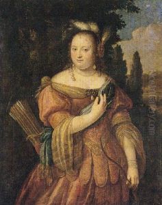 Portrait Of A Lady In The Guise Of The Goddess Diana by Ferdinand Bol