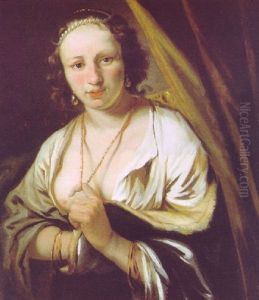 Bildnis Einer Dame Mit Perlenkette Im Haar by Ferdinand Bol