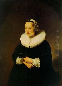 Portrait Of A Young Woman Holding Her Feather Fan Portrait Of A Young Woman Holding Her Feather Fan
