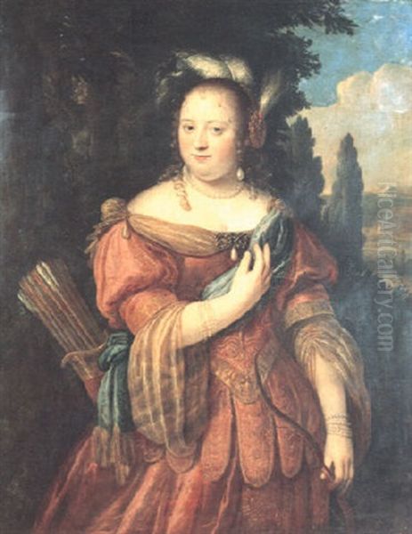 Portrait Of A Lady As Diana, Standing Three-quarter Length, Carrying A Quiver - view 1