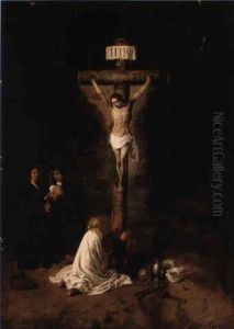 The Magdalen At The Foot Of The Cross With The Madonna And A Donor by Ferdinand Bol