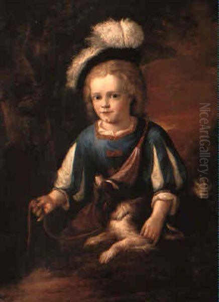 Portrait Of A Boy With A Dog In A Landscape - view 1