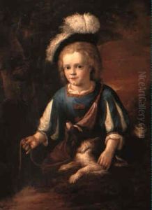 Portrait Of A Boy With A Dog In A Landscape Portrait Of A Boy With A Dog In A Landscape