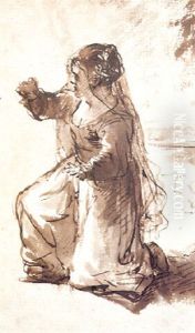 A Kneeling Woman In An Attitude Of Surprise: Study          For An Annunciation