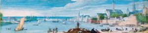 Antwerp: A Panoramic View Of The River Schelde With The City To The Right