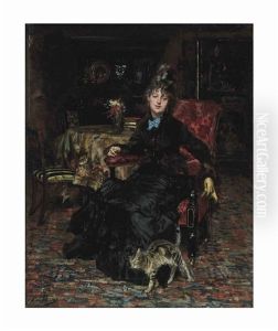 Signora Seduta Con Gatto by Giovanni Boldini