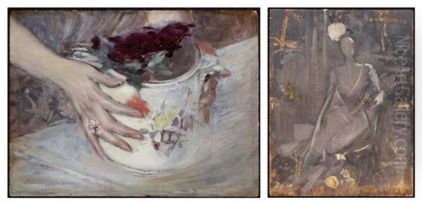 Mani Attorno A Un Vaso Di Sassonia, Main Entourant Un Vase De Saxe (+ Ebauche D'une Femme Assise Portant Un Chapeau, Verso) - view 1