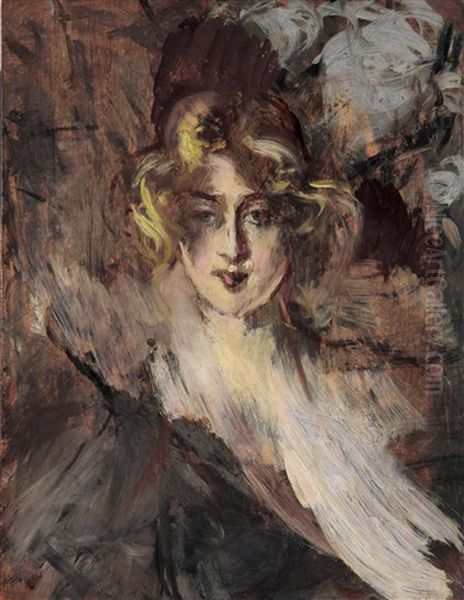 Portrait Einer Frau (l'americana) (+ Studie Zu Einer Nackten, Nur Mit Strumpfen Bekleideten Tanzenden (study), Verso) - view 1