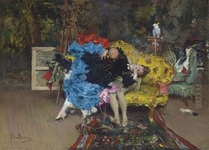 The Model And Mannequin, Berthe In The Studio by Giovanni Boldini
