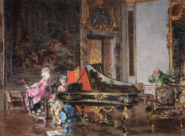 Due Dame In Costume Settecentesco Al Pianoforte, Vecchia Canzone - view 1