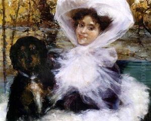 Junge Dame Mit Hund