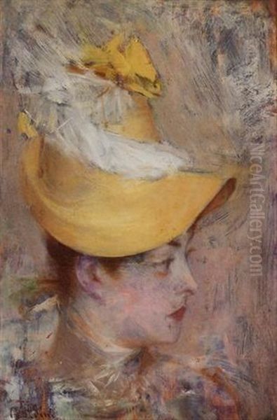 Testa De Signora Con Capellino Giallo (il Cappello Giallo) - view 1