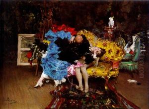 Model And Mannequin - Berthe In The Studio by Giovanni Boldini