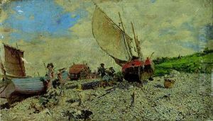 Spiaggia Di Etretat A Nord Di Le Havre by Giovanni Boldini