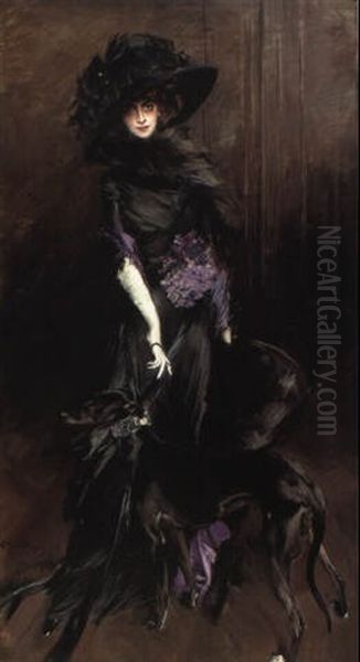 Portrait Of Marchesa Luisa Casati With A Greyhound - view 1