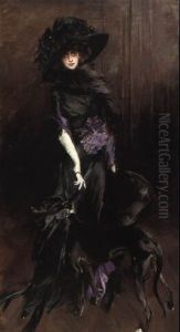 Portrait Of Marchesa Luisa Casati With A Greyhound by Giovanni Boldini
