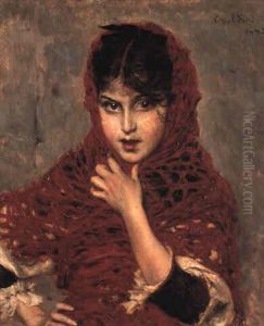 Young Girl With A Red Shawl by Giovanni Boldini