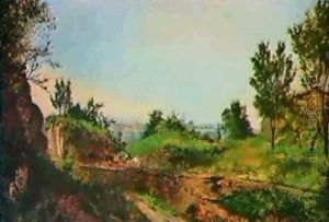Horse Cart In Roman Landscape by Giovanni Boldini