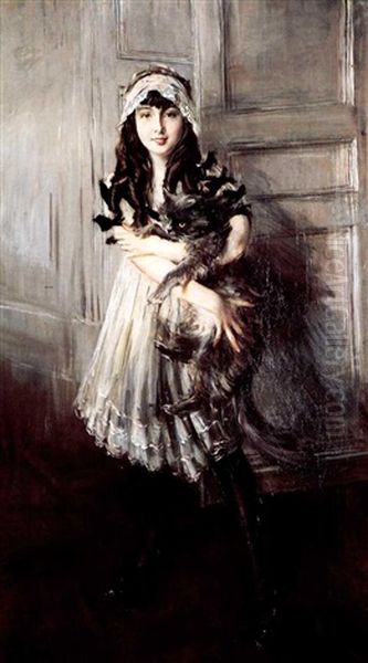 Portrait Of Josefine Errazuriz Holding A Cat - view 1