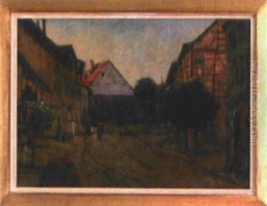 Dorfstrase Mit Personenstaffage by Ludwig Bolgiano