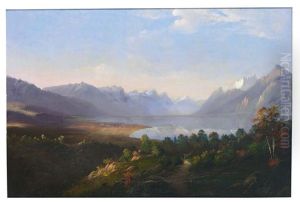 Blick Uber Den Genfer See Auf Genf Und Alpenpanorama