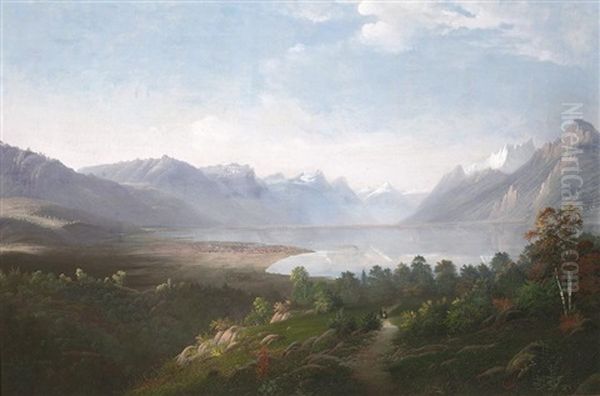 Blick Von Einer Anhohe Auf Genf Am Lac Leman - view 1