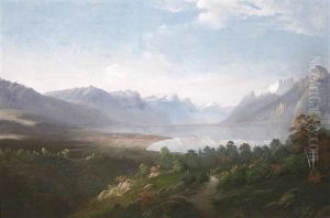 Blick Von Einer Anhohe Auf Genf Am Lac Leman by Ludwig Eduard Boll