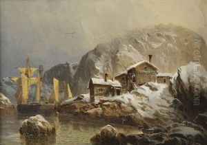Lagune Med Hus Og Seilskip