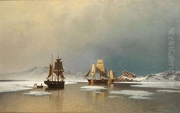 Seilskuter Pa Islagt Fjord - view 1