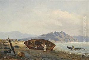 Norsk Kystparti Med Familie Ved En Bad by Reinholdt Fredrik Boll